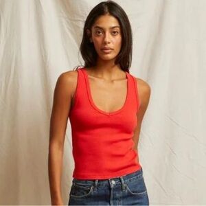 Perfect White Tee - Maria V Neck Tank - Poppy Red